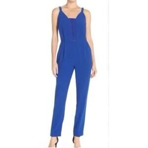 Adelyn Rae Cobalt Blue Knot Front V-Neck Jumpsuit MEDIUM